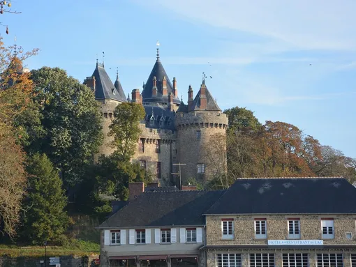 View to the top of Castle Bran from the courtyard