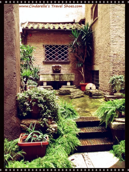 Colorful Yard in Basilica of St. Mary of the Angels and the Martyrs in Rome, Italy