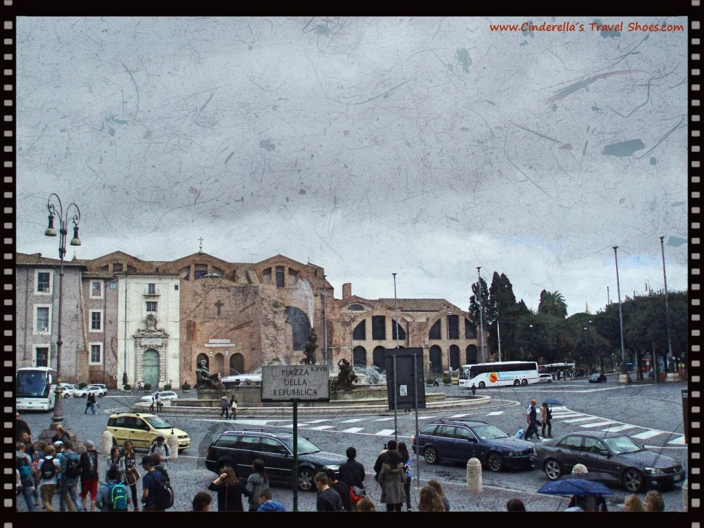 View to Basilica of St. Mary of the Angels and the Martyrs in Rome, Italy