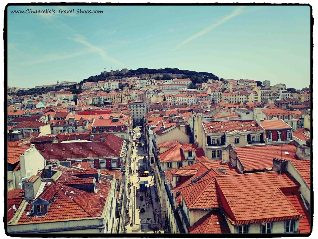 Amazing view to the centre of Lisbon from the Tower of Santa Justa