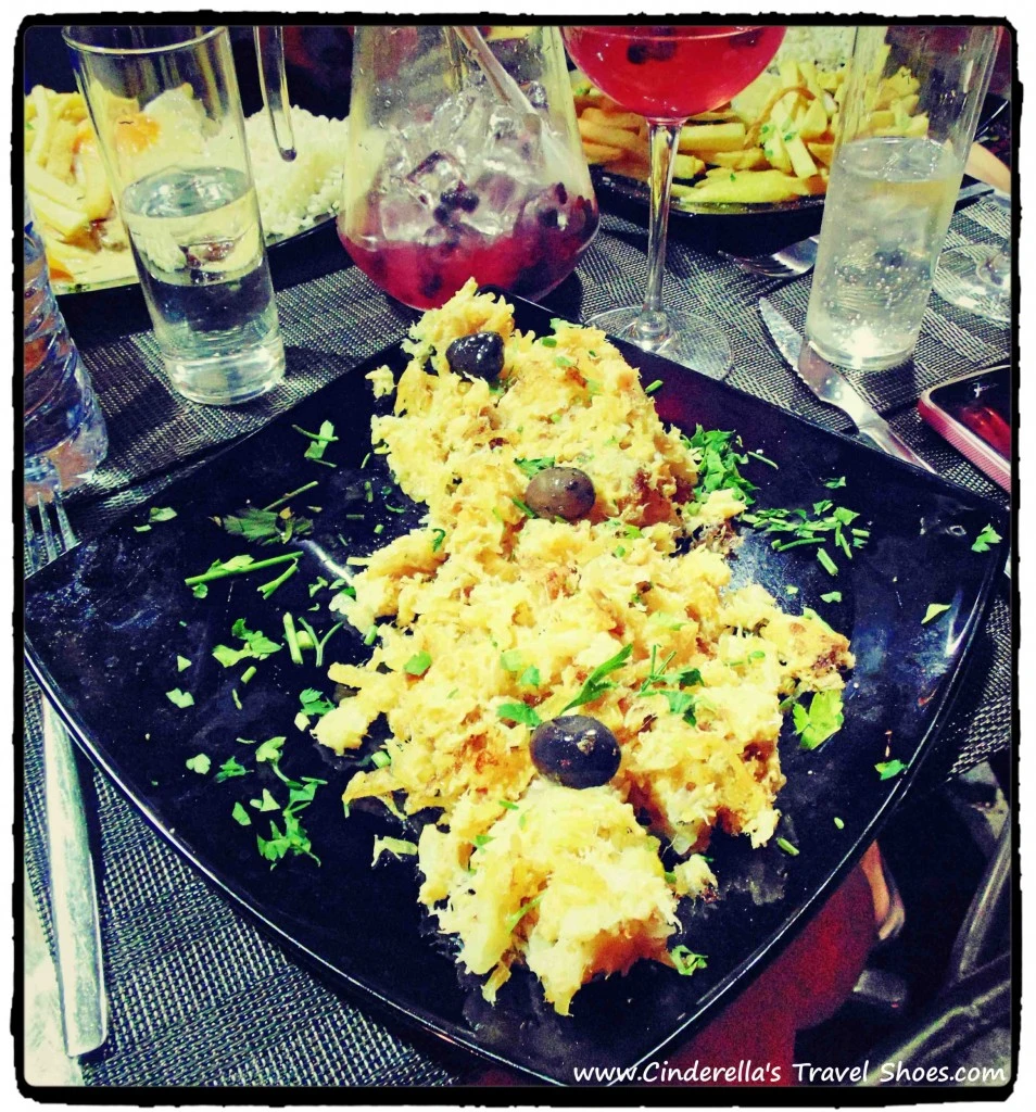 Bacalhau the typical Portuguese fish in Lisbon were delicious but heavy