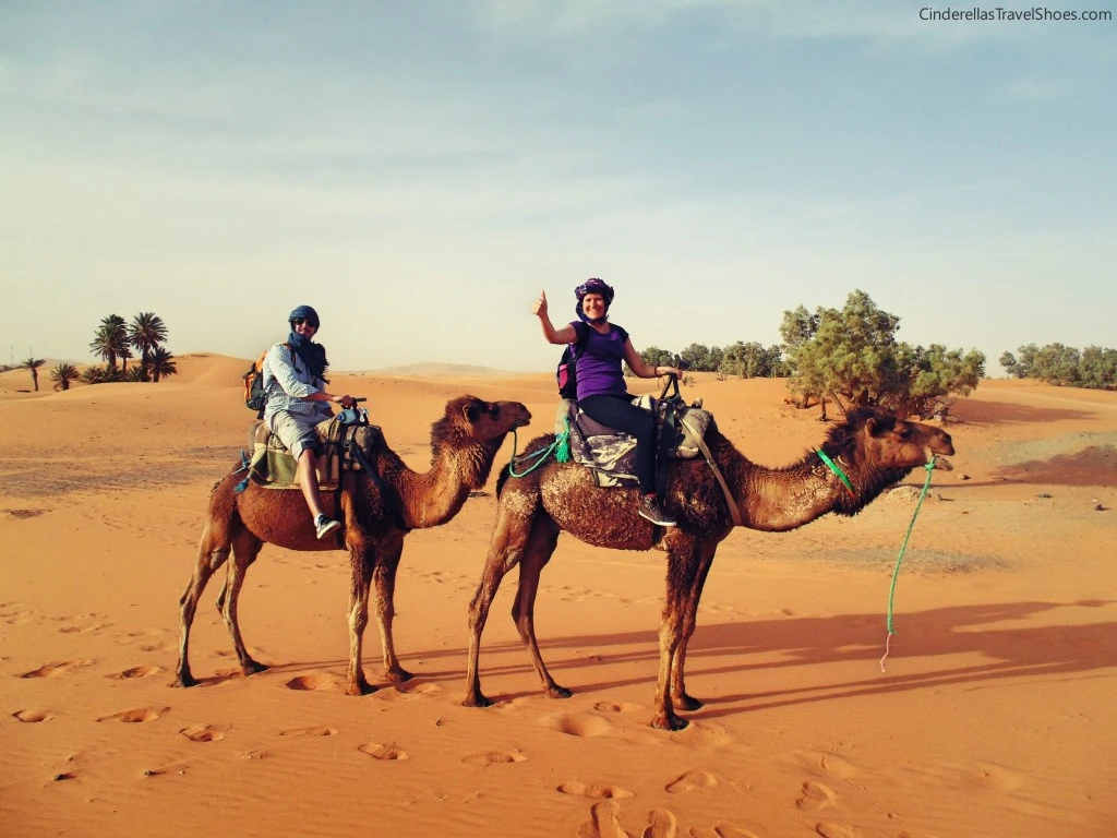 We in Camel Caravan in Sahara desert in Morocco