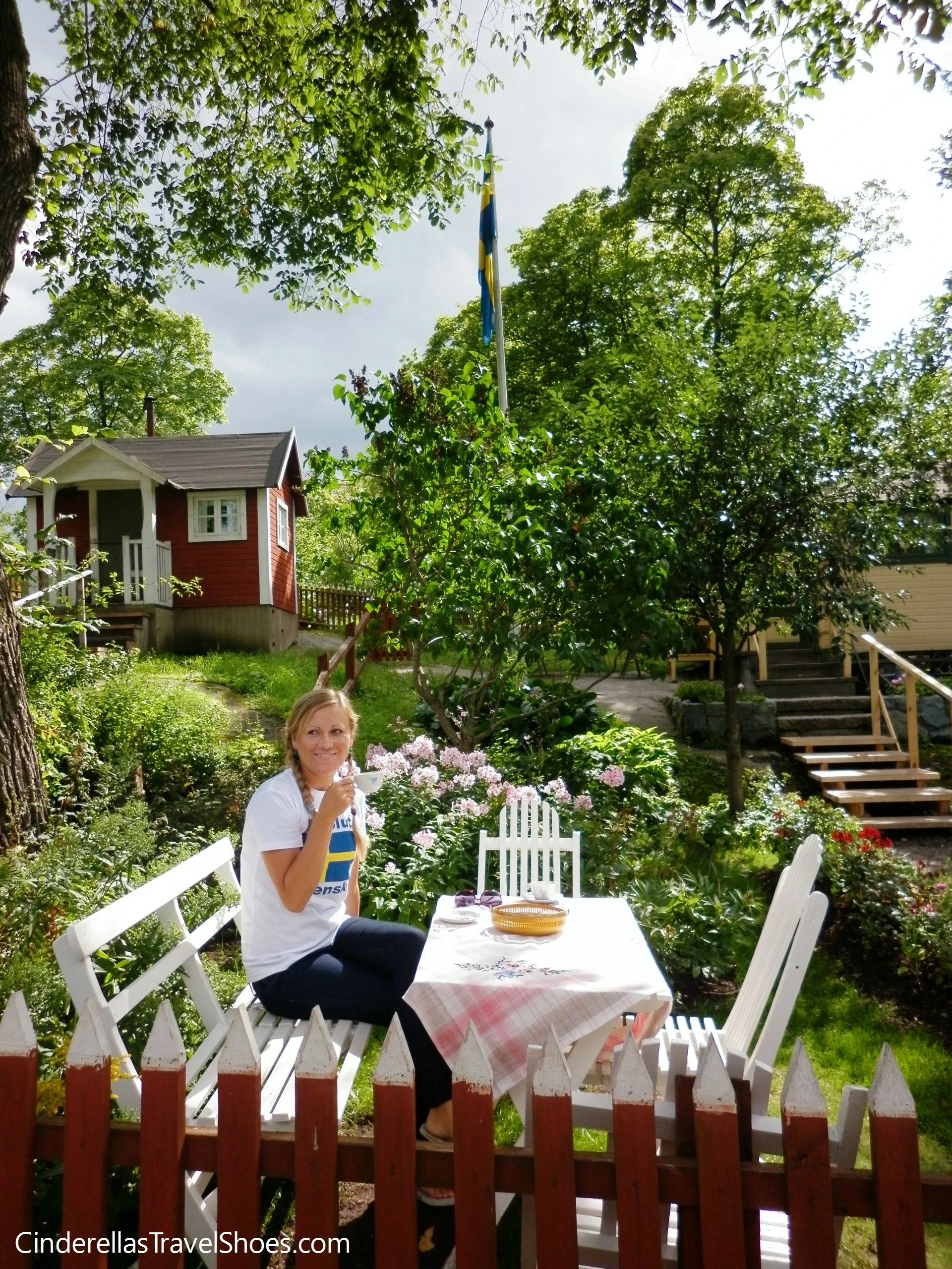 Me enjoying coffee in Stockholm, Sweden
