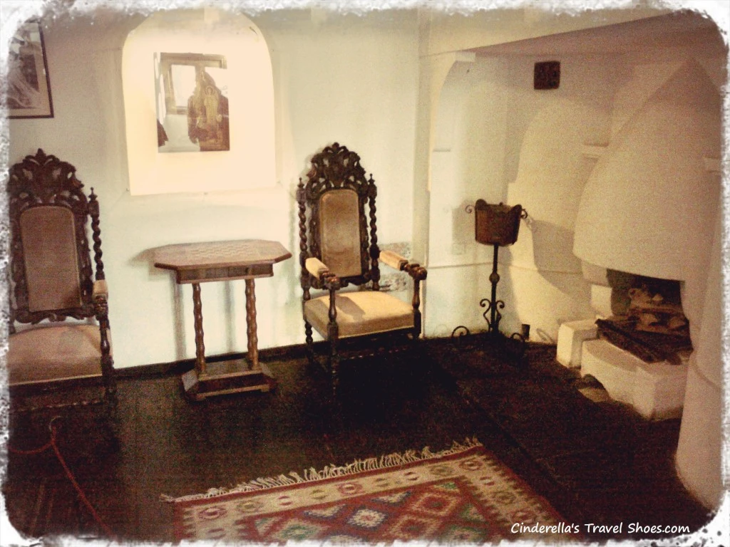 The furniture inside of Bran castle
